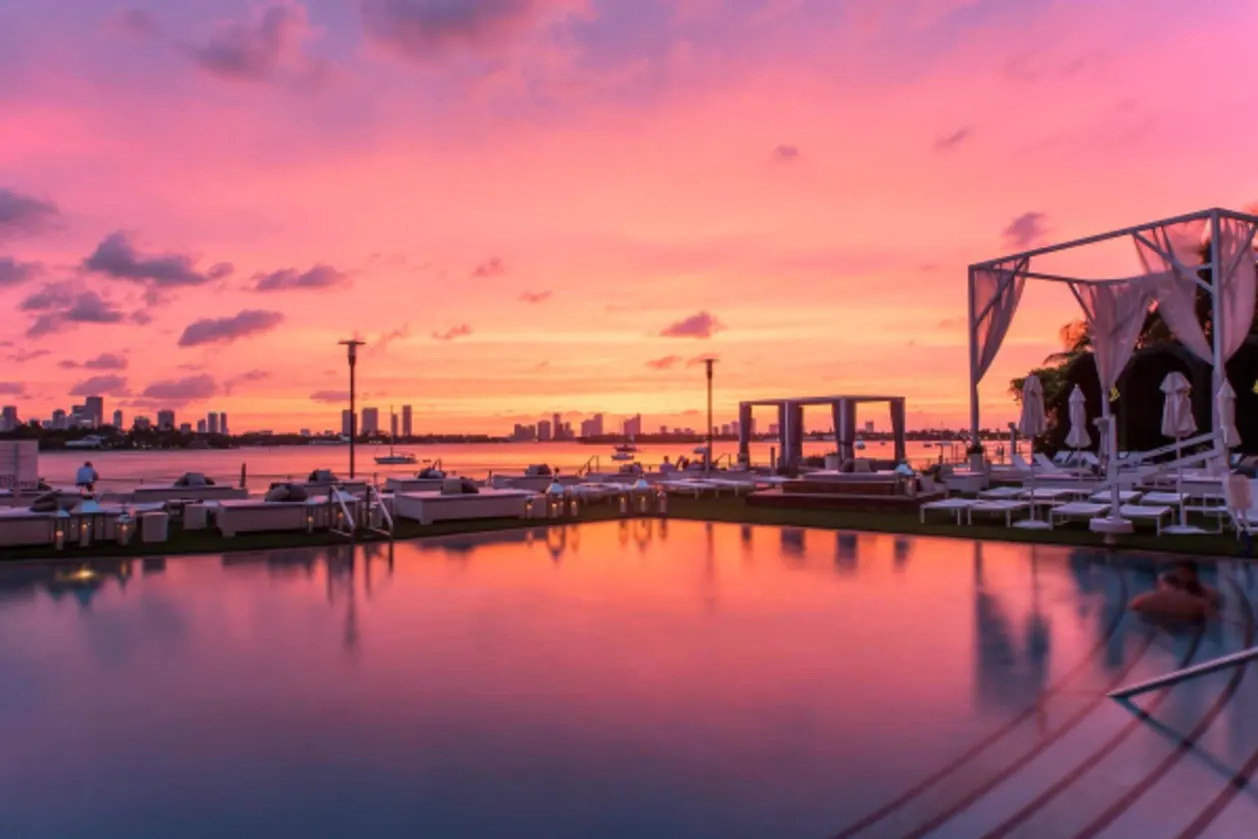 Mondrian South Beach sunset pool view